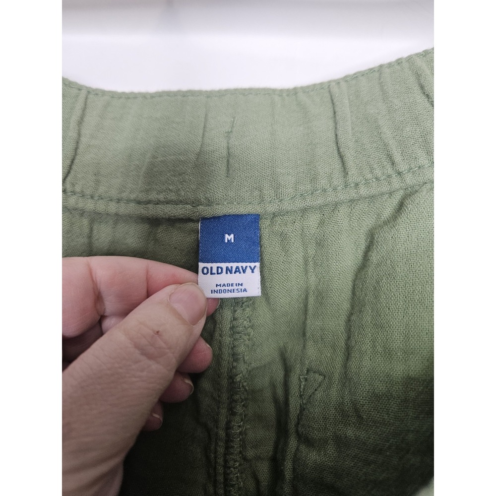 Old Navy Linen Blend Shorts Weeping Willow Green Drawstring Elastic Waist Women' - Picture 6 of 8